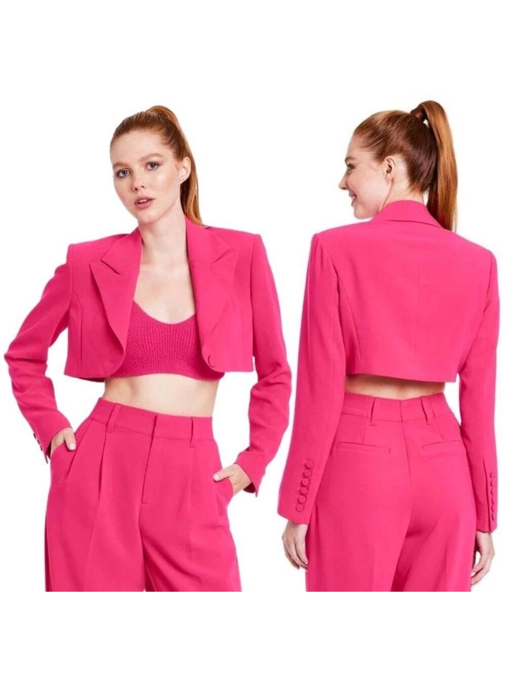 Sergio Hudson x Target Women's Cropped Pink Blazer Women's L